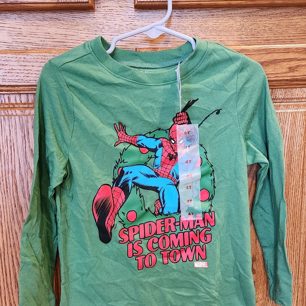 Old Navy Green Spider-Man Long Sleeve Tee